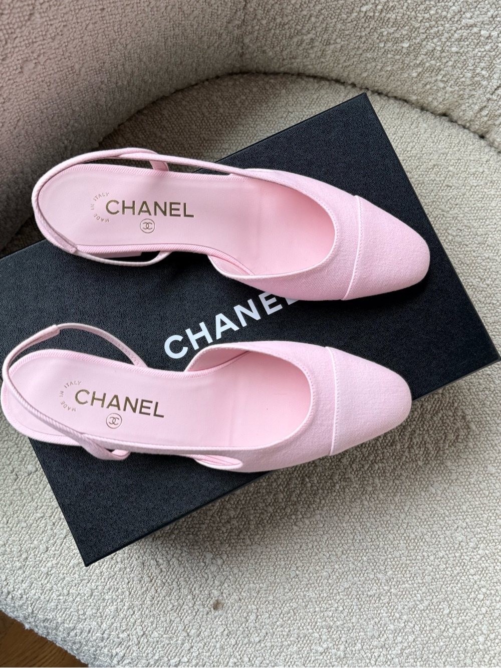 CHANEL Spring-Summer 2026 Pink Denim Slingback Flats — NEW IN BOX - Picture 5 of 10